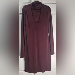 Express Deep Red Long Sleeve Dress